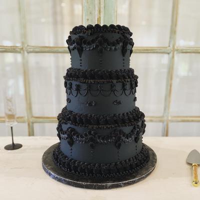 Black three tier cake