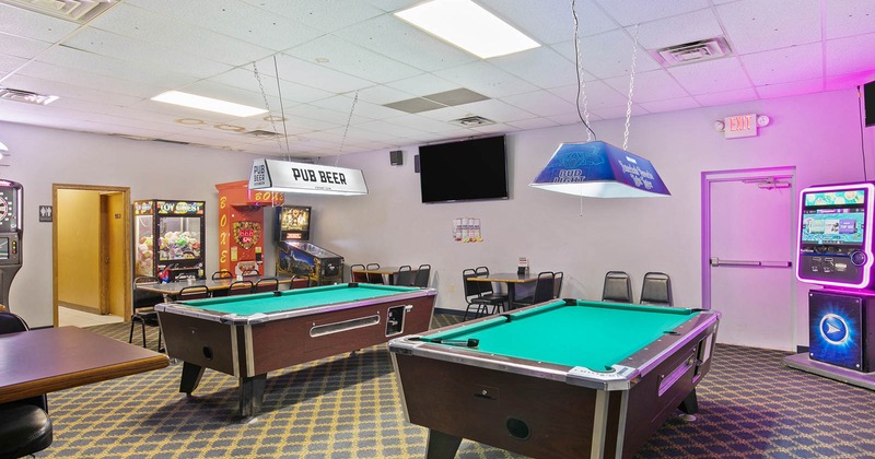 Interior, pool tables