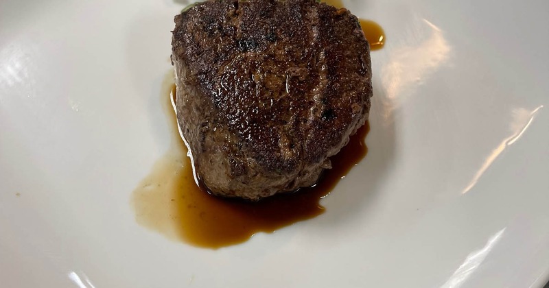 Grilled steak with microgreens