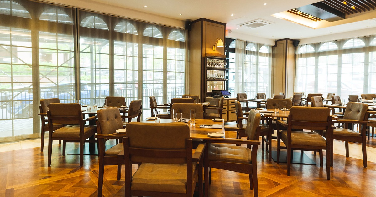 Interior space, dining area with set tables