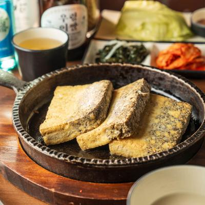 Seared Black Sesame Tofu.