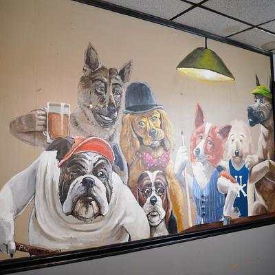 Interior, artwork on a wall.