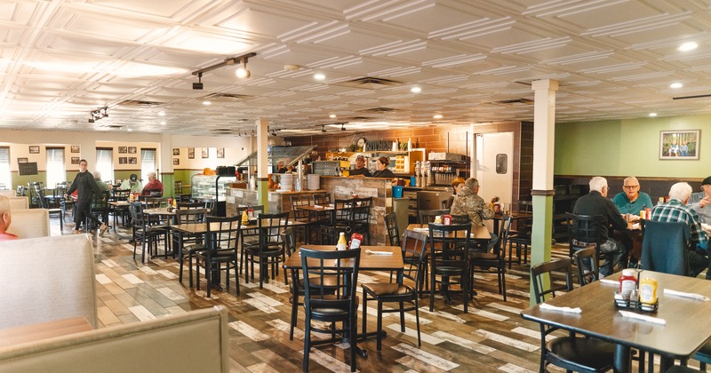 Interior space, dining area with guests enjoying their food