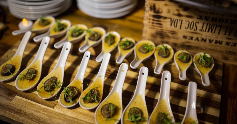 Seafood served in spoons