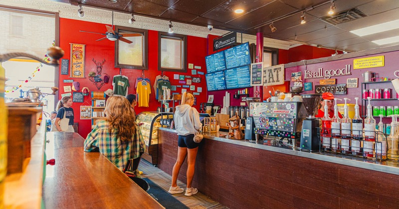 Customer ordering at the counter