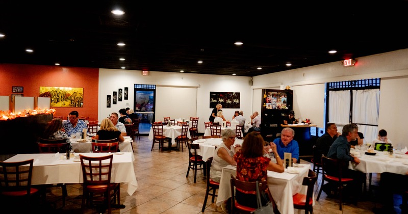 Interior, dining area, customers dining