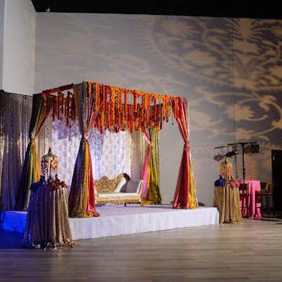 Decorated wedding stage.