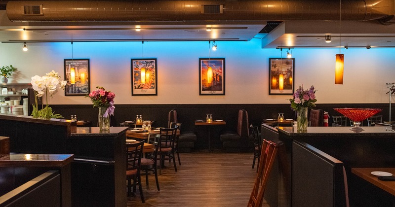 Interior, wide view, dining area