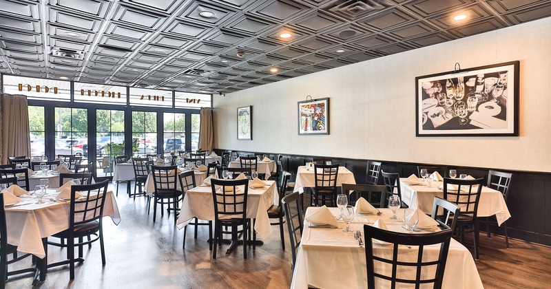 Interior, dining area with set tables