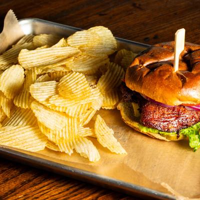 Chicken sandwich with fries