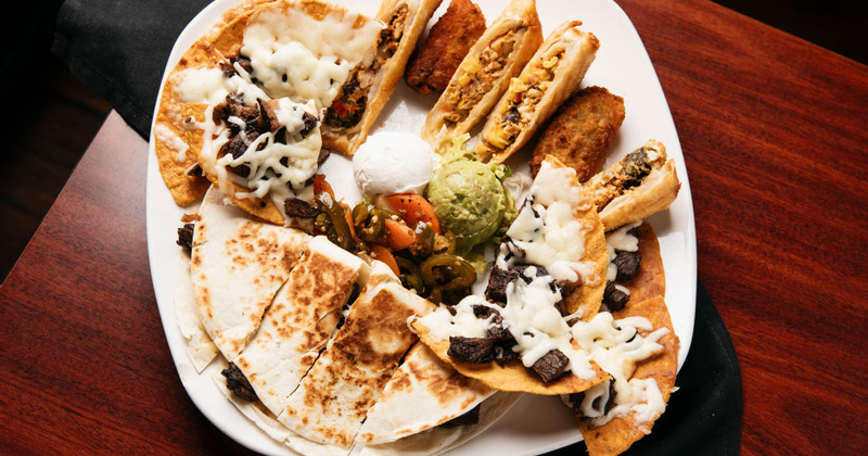 Taco dishes platter, top view