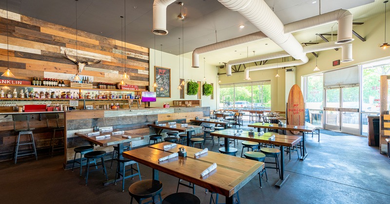 Interior space, dining area and bar