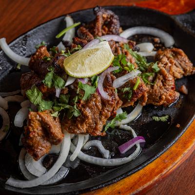 Beef Bihari Kebab marinated in fresh herbs and spices.