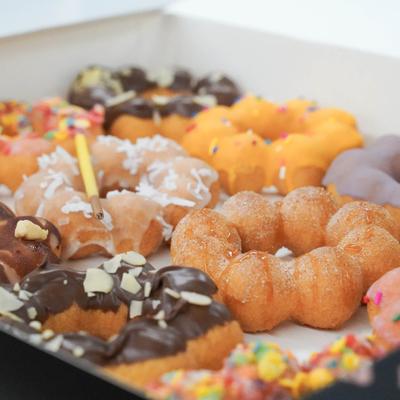 A variety of mochi donuts.