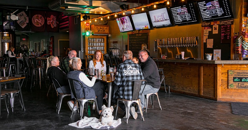 Interior space, seating area, guests enjoying their drinks