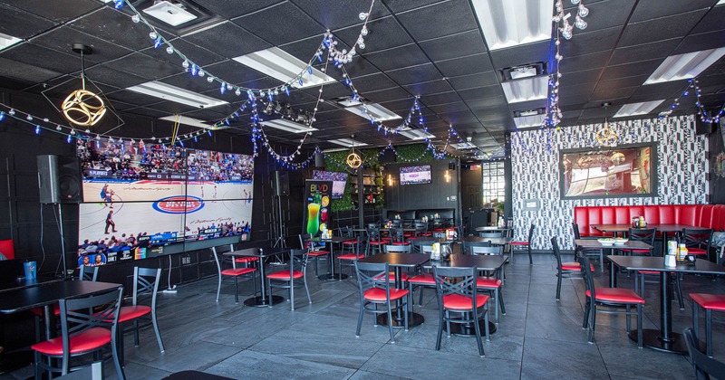 Interior, wide view, dining area