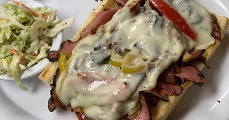 Over stuffed sandwich and cabbage