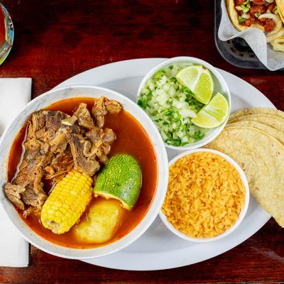 Caldo de Res soup, top view