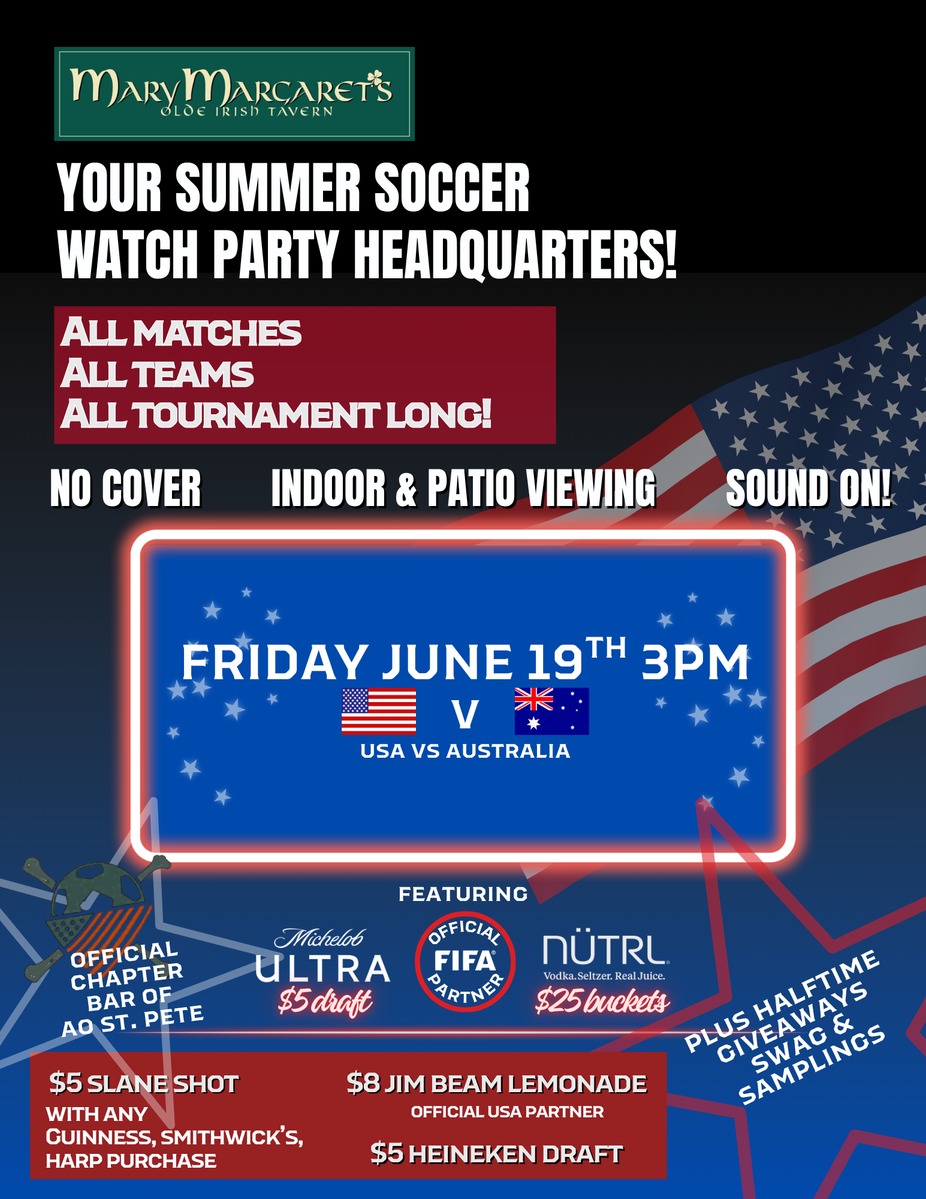 USA vs Australia Watch Party in St. Pete at Mary Margaret’s Irish Tavern event photo