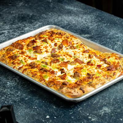 Trey of Breakfast Pizza.