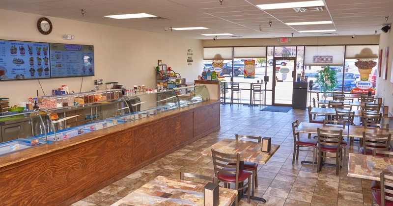 Interior, seating and serving area