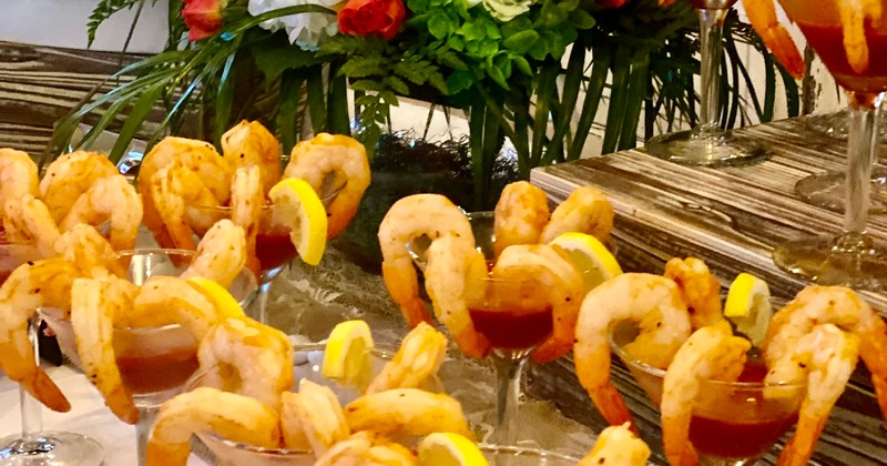 Shrimp cocktail glasses served on a table