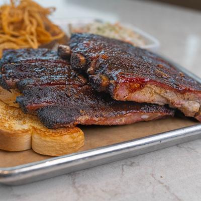 BBQ ribs and toast.