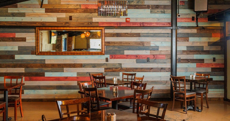 Interior, seating area, big mirror on the wall