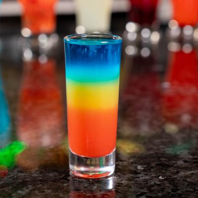 Rainbow shot, a layered shooter cocktail.