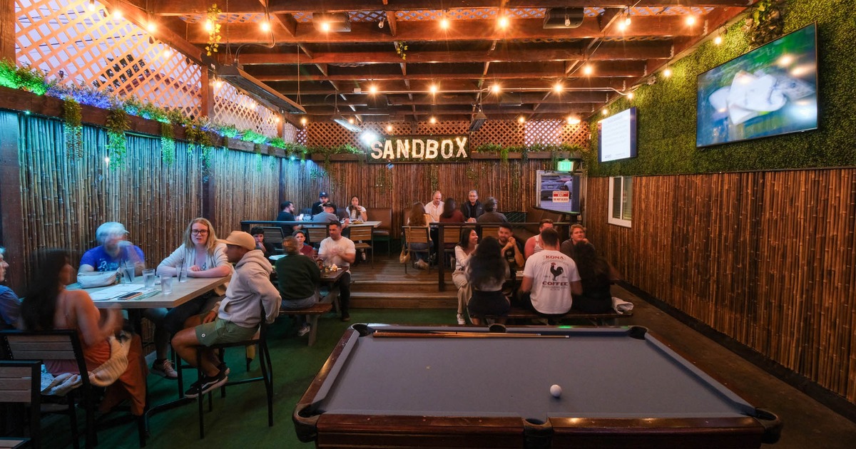 Seating area with a pool table