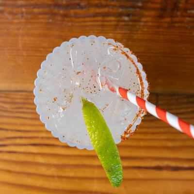 Paloma cocktail, overhead view.