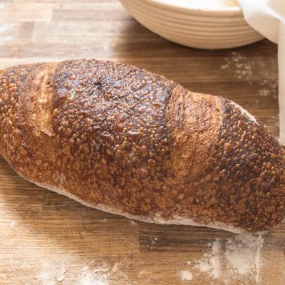 Rustic bread loaf.
