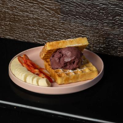 Served waffles in the plate.