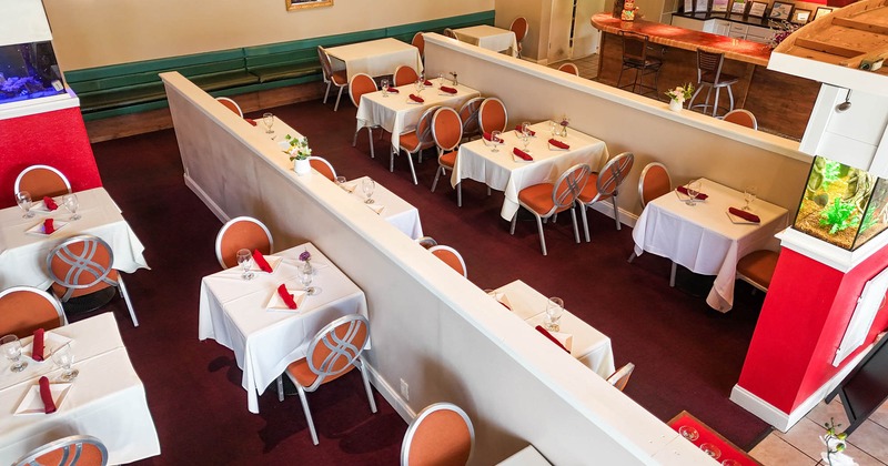 Interior, dining area, aerial view