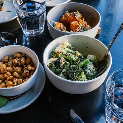 Grilled Broccoli, grilled broccoli, and firecracker tofu bowls.