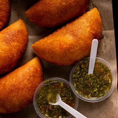 Empanadas with dips.