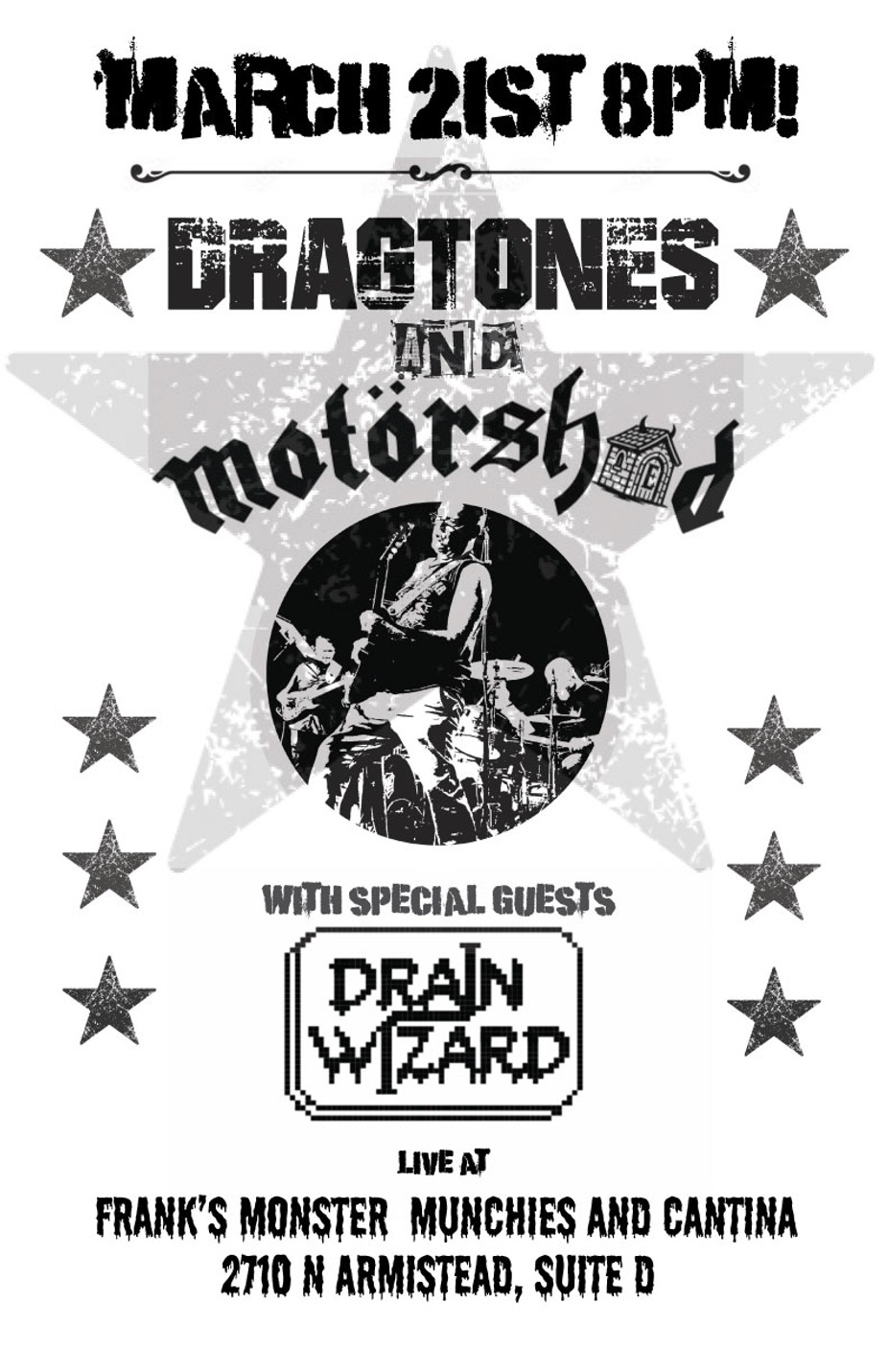 Dragtones and Motorshed, Special Guest Drain Wizard event photo
