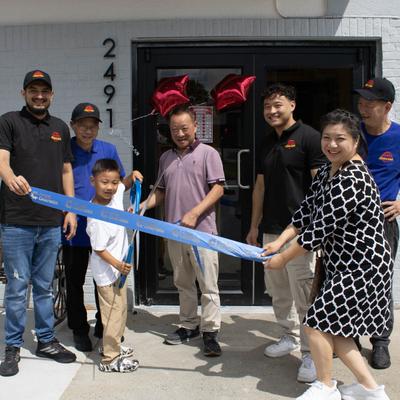 Ceremony of cutting ribbon.