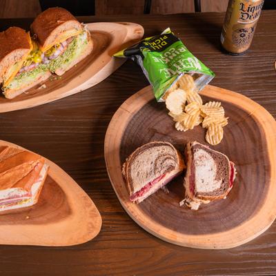 Multiple sandwich boards.