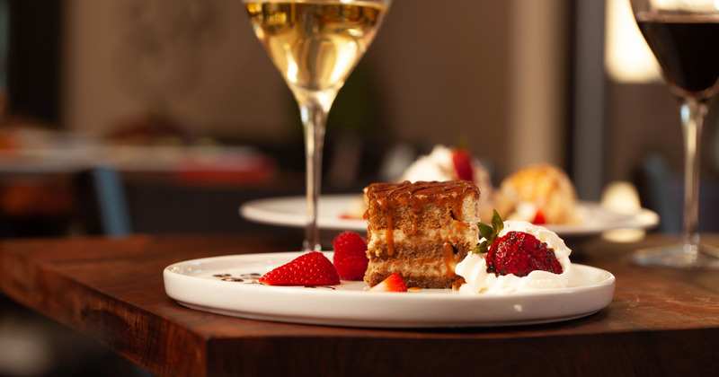 Tiramisu served with white wine