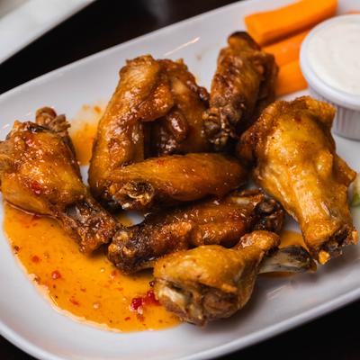 Sweet chili wings, top view