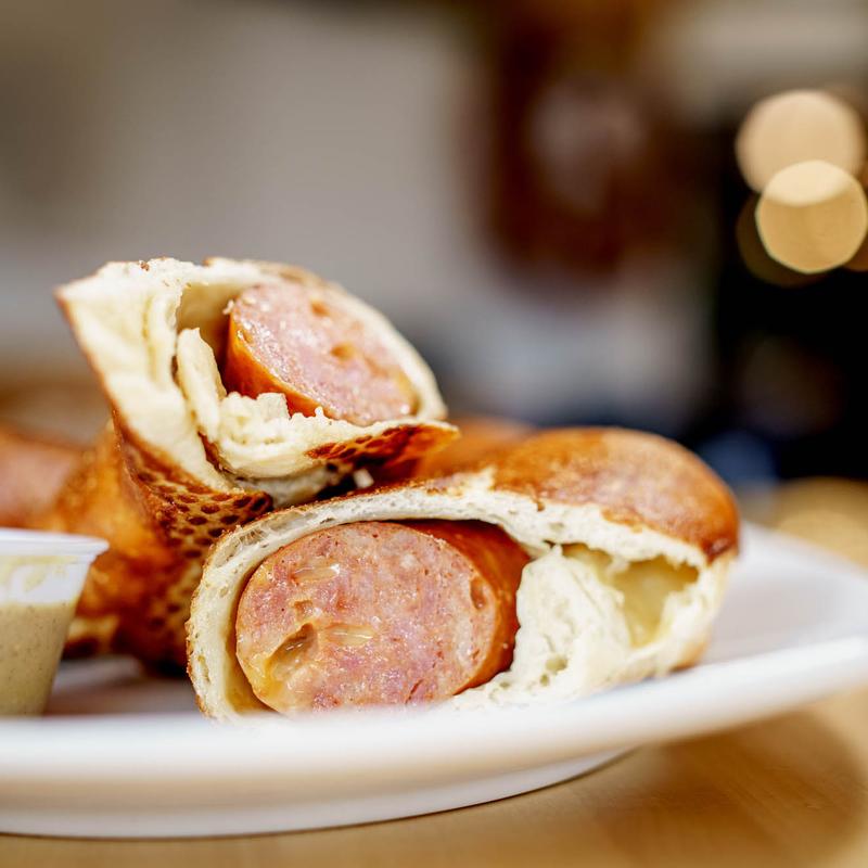 Pretzel Cheddar Brat photo