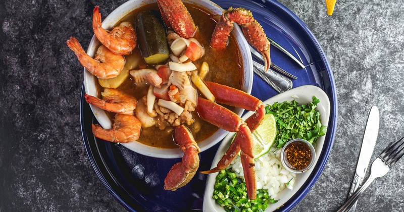 A top view of a Mexican soup