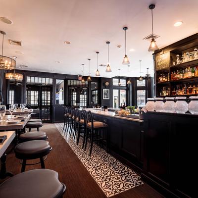 The interior, tables and chairs.