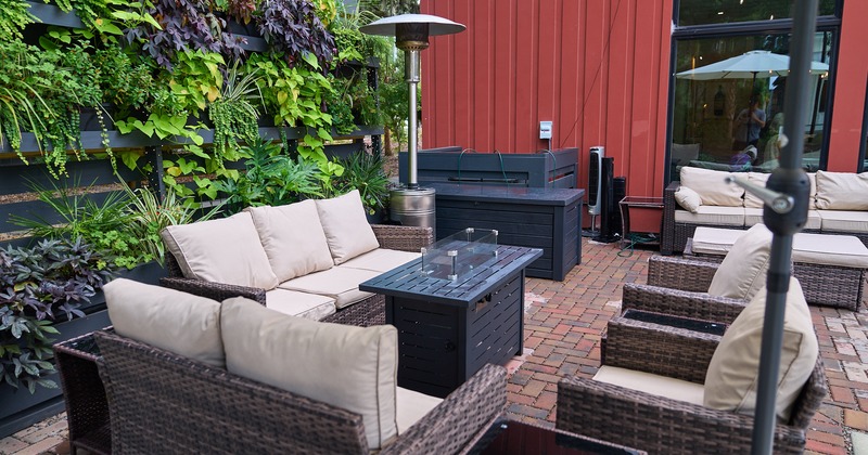 Exterior, patio, armchairs and couch