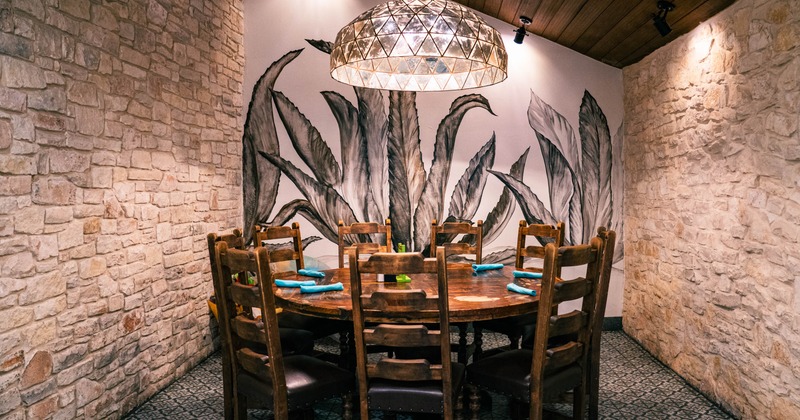 A large round table for eight persons