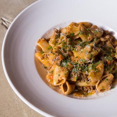 Rigatoni Bolognese.