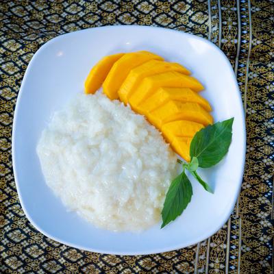 Mango with Sticky Rice, top view.