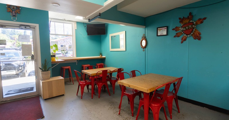 Interior, tables with chairs