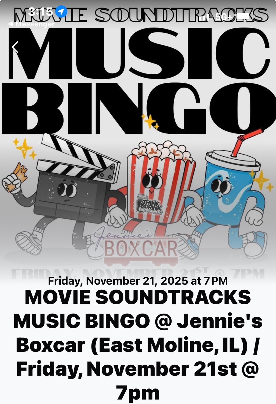Music Bingo  Movie Soundtrack event photo